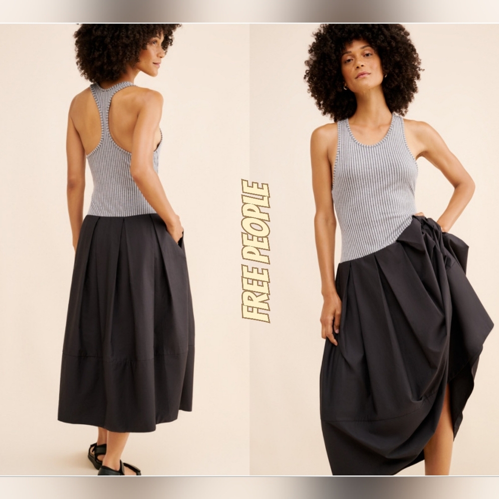 Free People Drops of Venus Midi Dress in Black Size Medium NWT